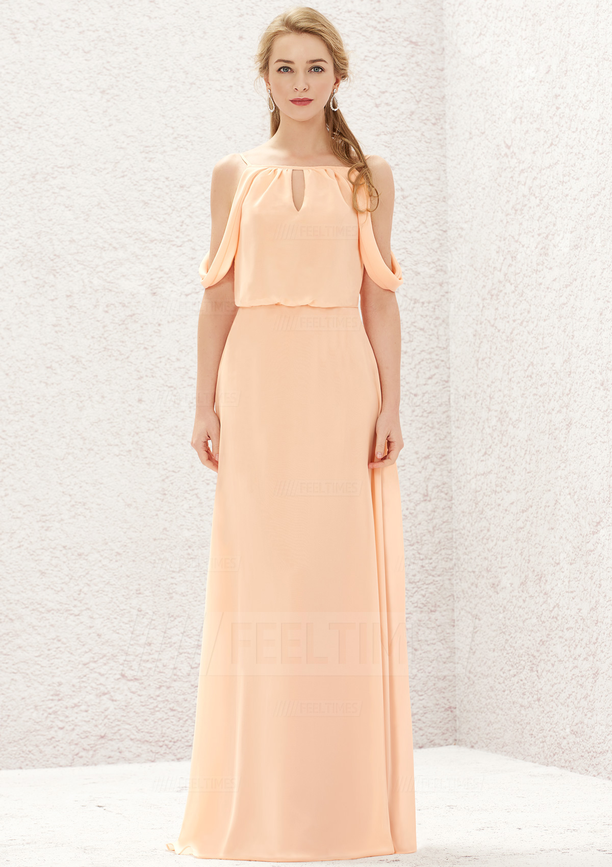 A-line/Princess Sleeveless Long/Floor-Length Chiffon Bridesmaid Dress
