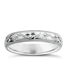 9ct White Gold Ladies' Patterned Wedding Ring | H.Samuel