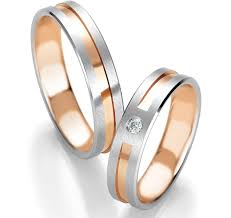 White & Rose gold wedding rings by Breuning BA0086 - Riverstones Jewellery
