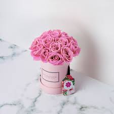 Roses in Pink Round Flower Box